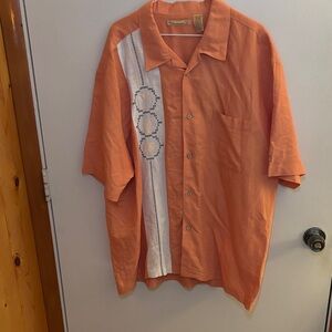Habanera Co. Embroidered Orange Button-Up Shirt XXL